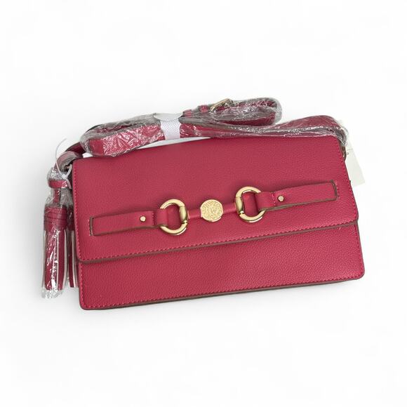 Anne Klein East West Flap Shoulder with Horse Bit Begonia NWT - Picture 2 of 3